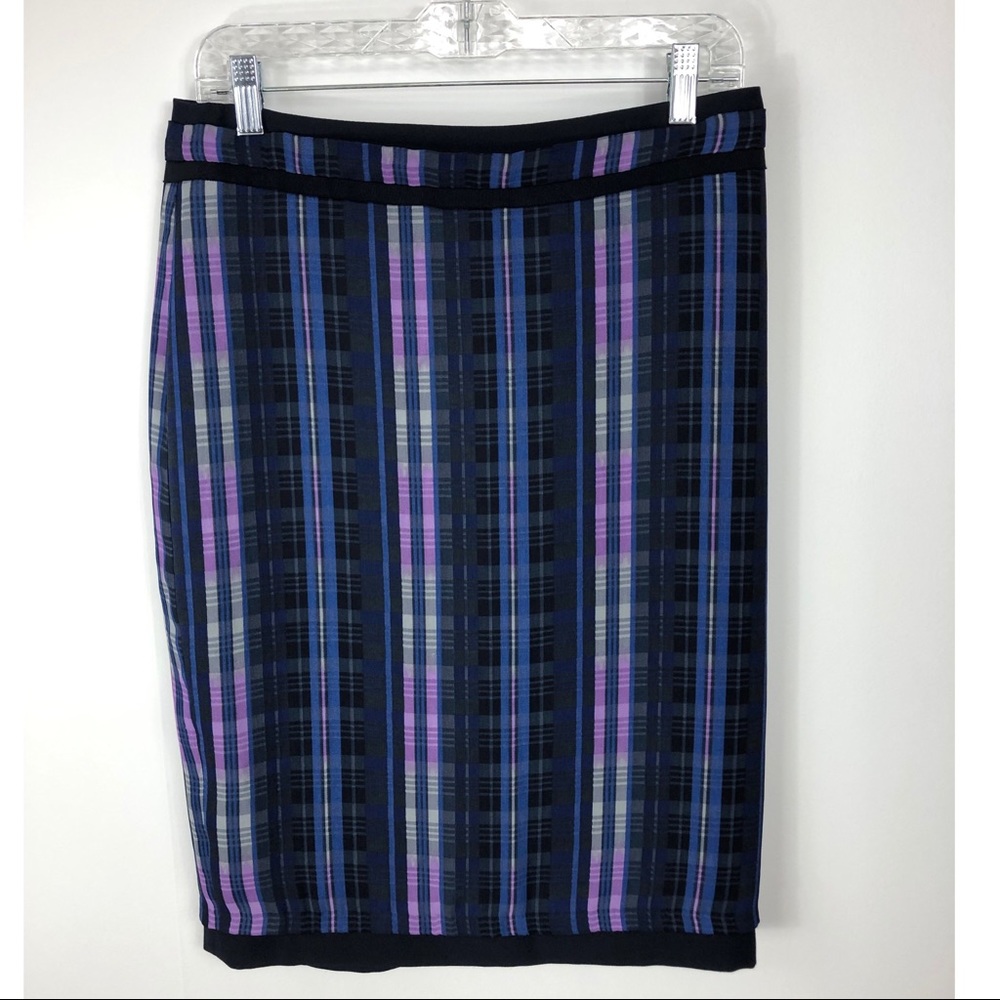 Banana Republic Navy plaid Pencil midi‎ skirt